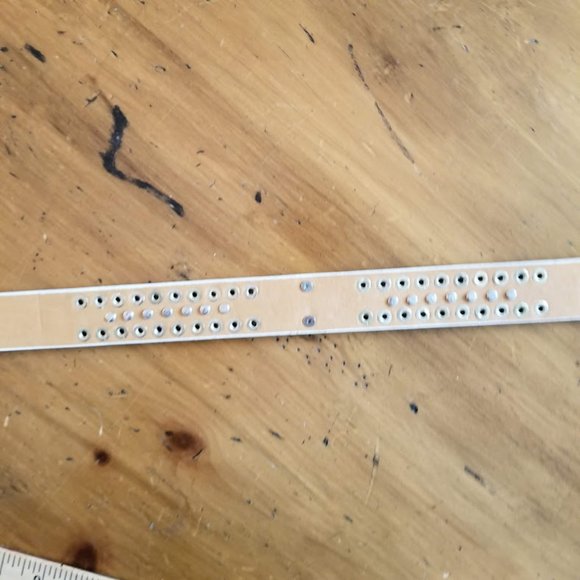 White Bling Gold Tone Studs Fluer De Lis Faux Leather Belt, Sz M / L Sparkle! - Picture 6 of 15